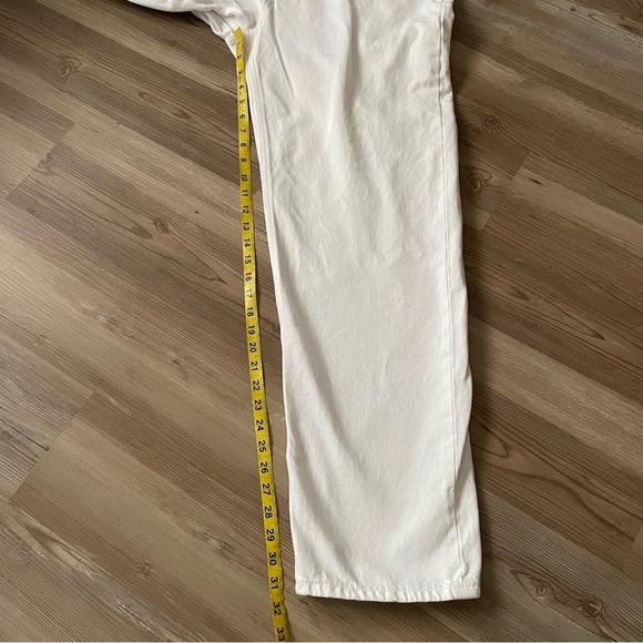 Zara White Straight leg jeans White Hidden Button fly Rigid denim Mens 36 X 32 - Picture 7 of 11